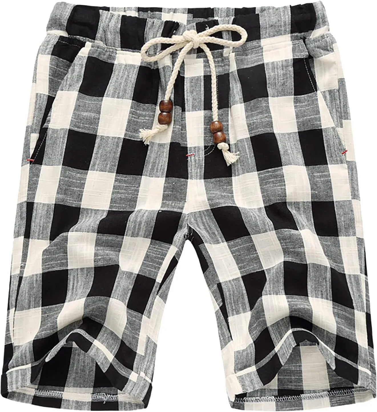 Men's Summer Casual Linen Drawstring Striped Beach Shorts Men Lounge Short Sleep Shorts Pajama Bottoms