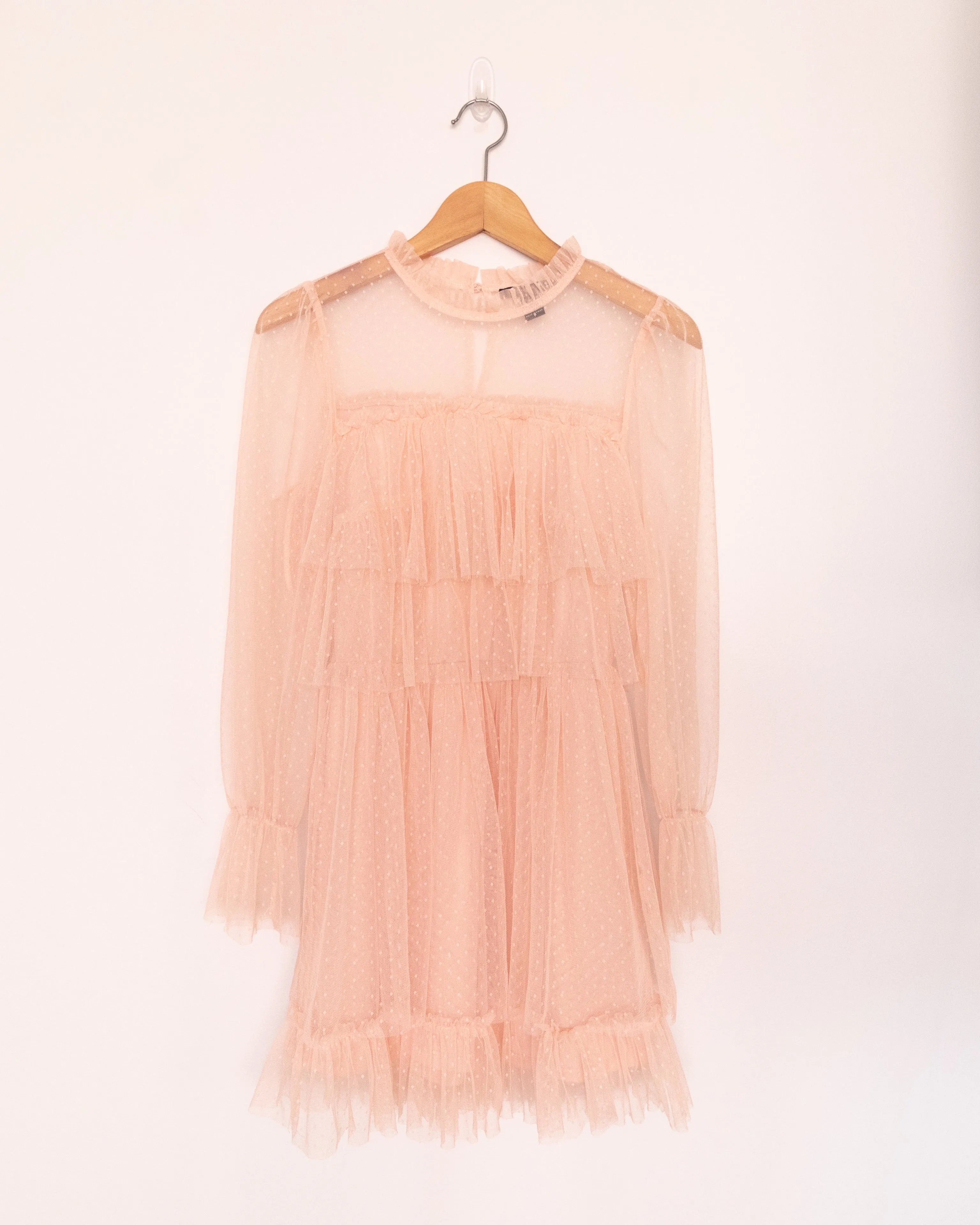 Mesh Polka Dot Dress Pink