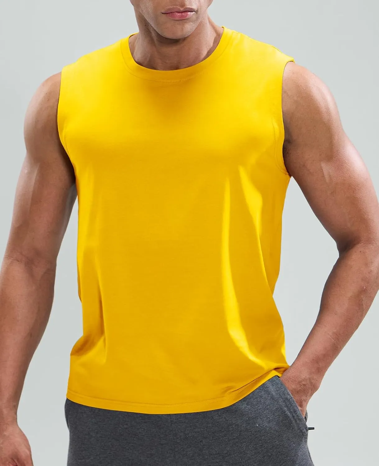 MIER Men's Tank Tops Cotton Sleeveless Muscle Shirts for Workout Running Athletic Gym Lounge Casual, Breathable