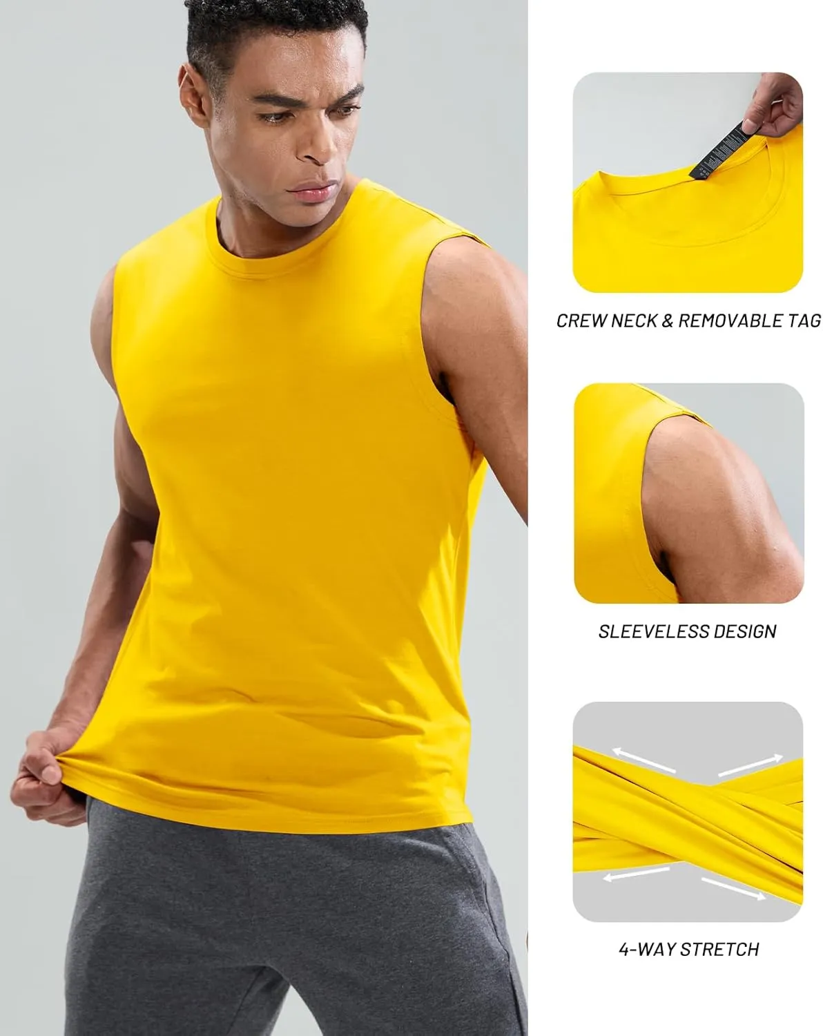 MIER Men's Tank Tops Cotton Sleeveless Muscle Shirts for Workout Running Athletic Gym Lounge Casual, Breathable