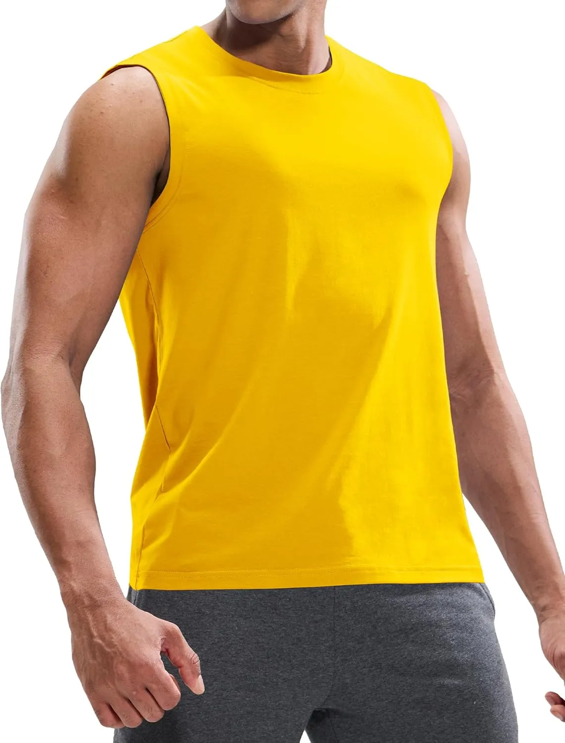 MIER Men's Tank Tops Cotton Sleeveless Muscle Shirts for Workout Running Athletic Gym Lounge Casual, Breathable