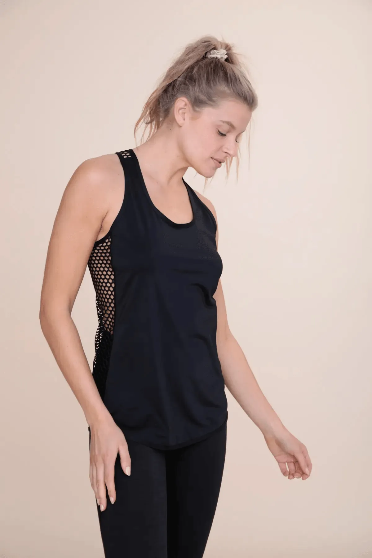 Mono B Fishnet Racerback Active Tank - Black