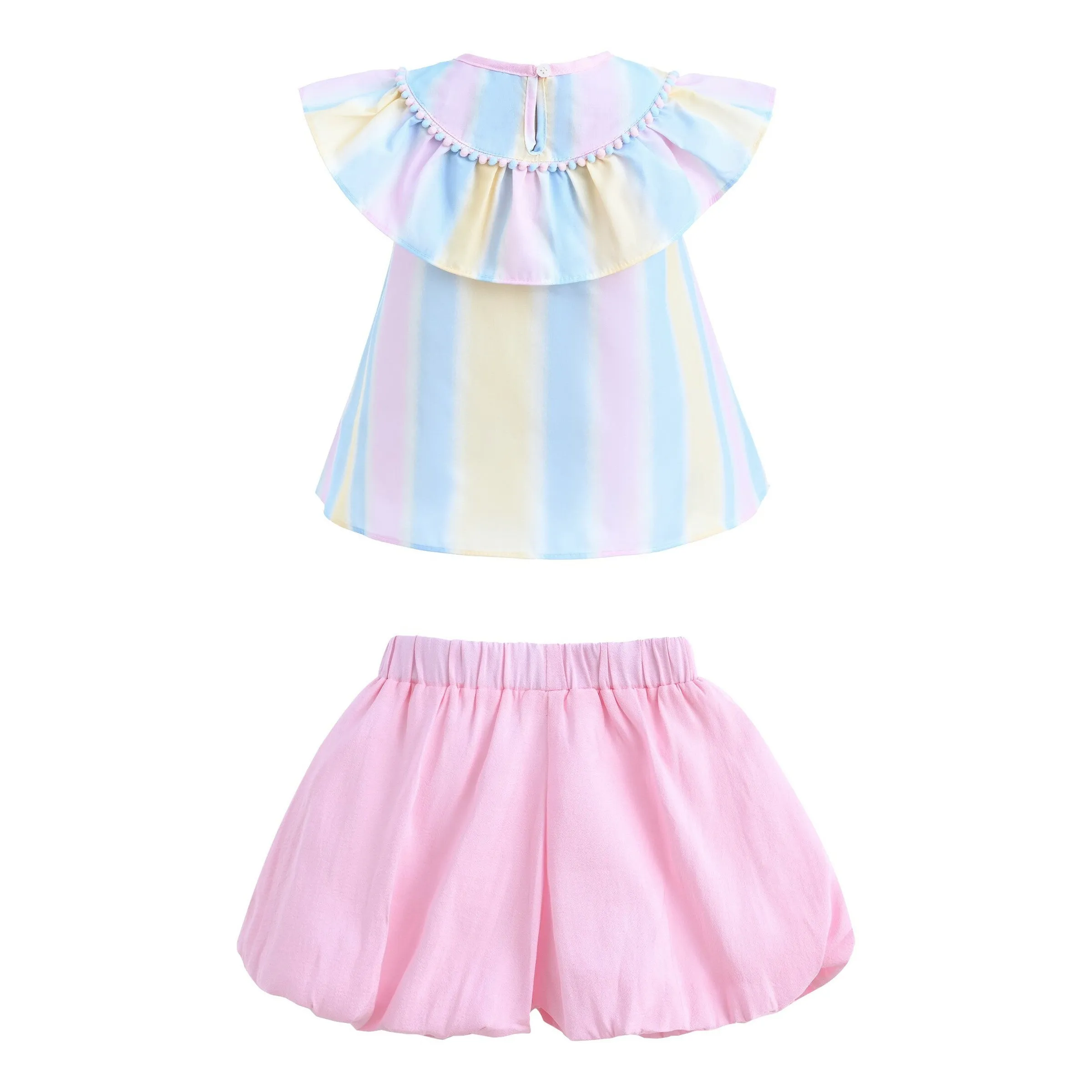 Multicolor Rainbow Striped Ruffle Outfit