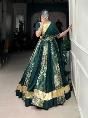 Navratri Garba Traditional Green Pure Cotton Chaniya Choli for Women's