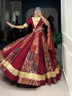 Navratri Garba Traditional Maroon Pure Cotton Chaniya Choli for Women's