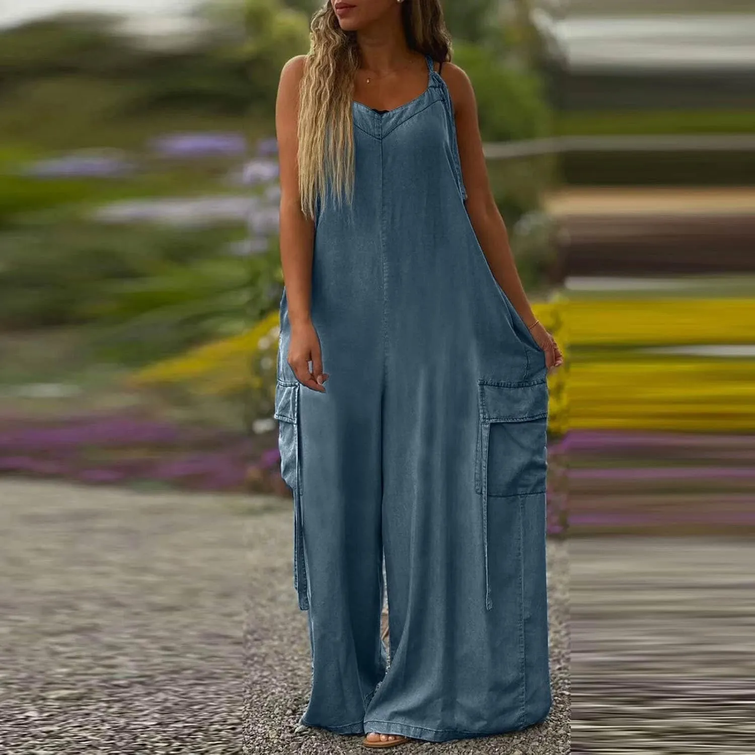 Oversized Wide Leg Overalls for Women Loose Fit Adjustable Strap Casual Jumpsuits Baggy Flowy Palazzo Pants Rompers