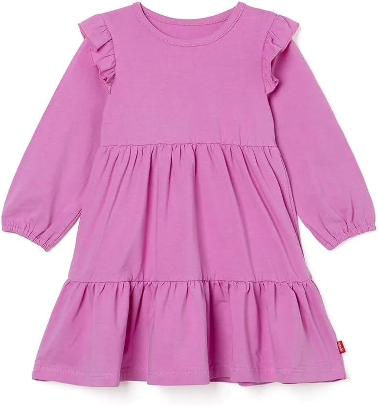 Ozkiz Casual Soft Cotton Long Sleeve Ruffle Dress Girls Toddler Little Kids 3T-7Y