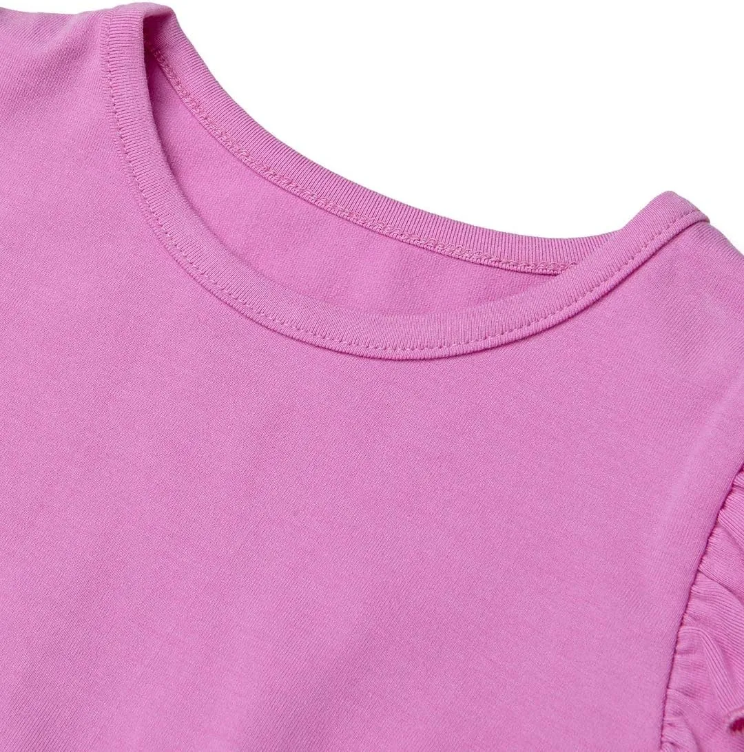 Ozkiz Casual Soft Cotton Long Sleeve Ruffle Dress Girls Toddler Little Kids 3T-7Y