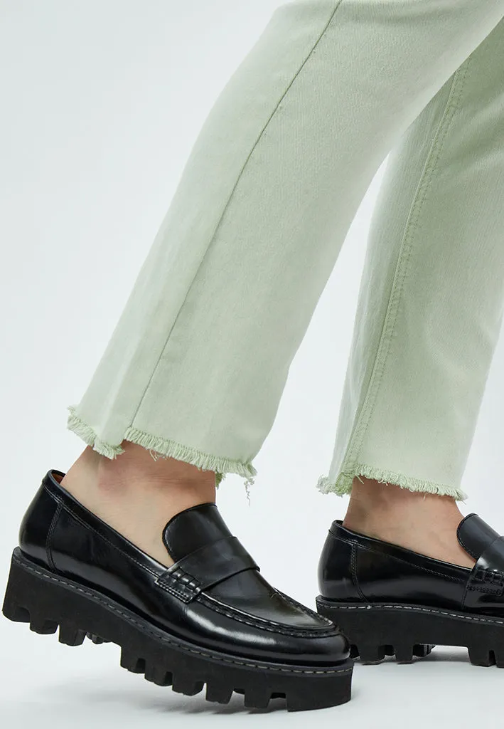 PCFione MW Cropped Jeans - Green Mint