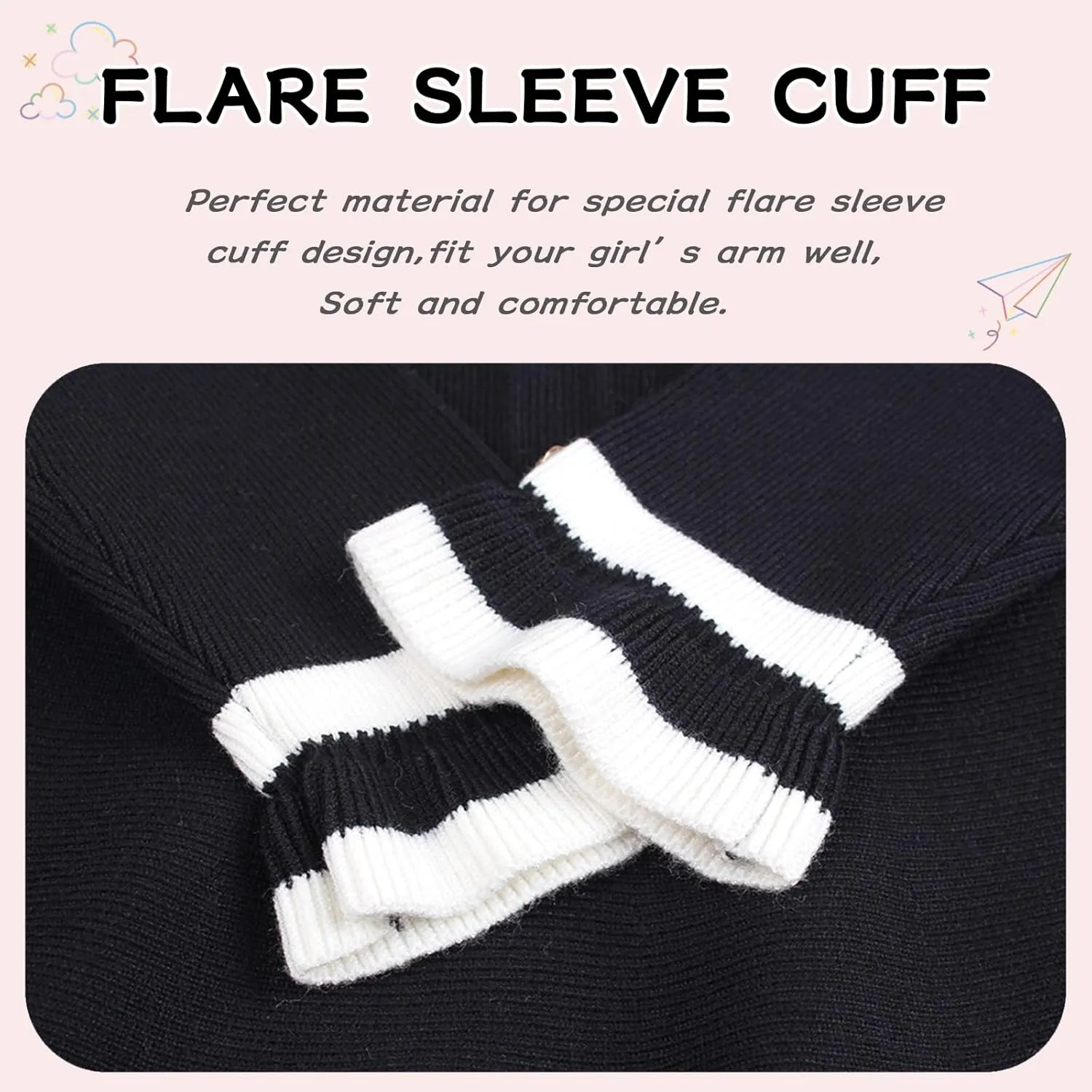 Peecabe Ruffles Toddler Girls Sweater Dress Soft Warm Long Sleeve V-Neck 2-6T Knitted Dress for Fall Winter