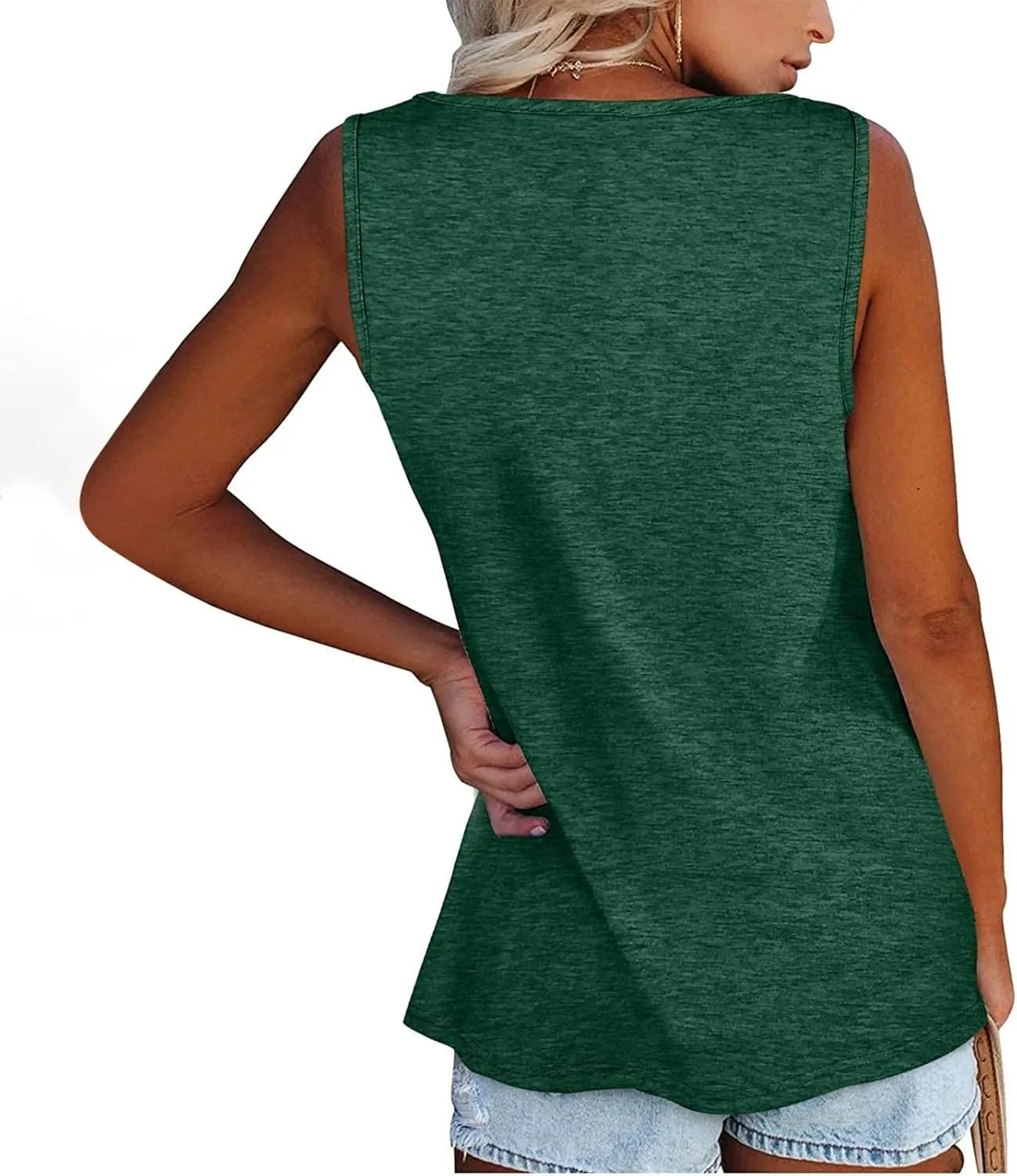 Plus Size Tank Top for Women Summer Casual Baggy Sleeveless Top Breathable Crewneck Solid Button Tank Tops