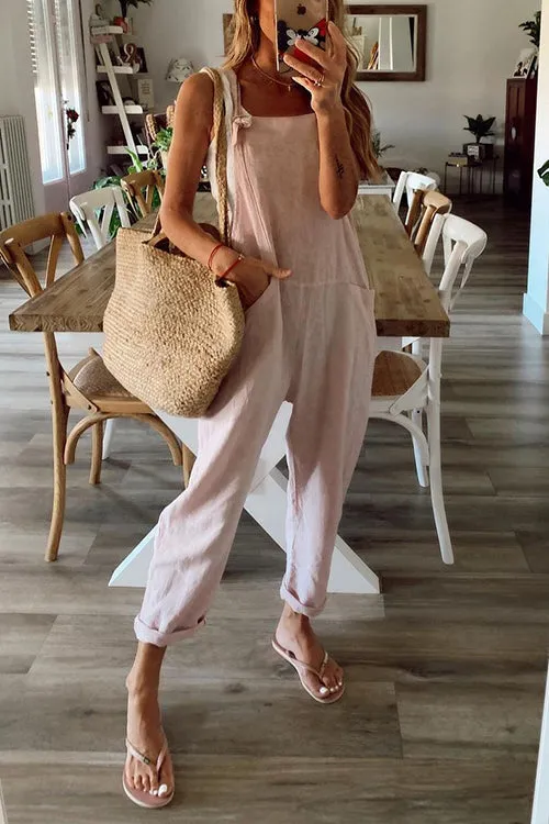 Pockets Loose Sleeveless Jumpsuit