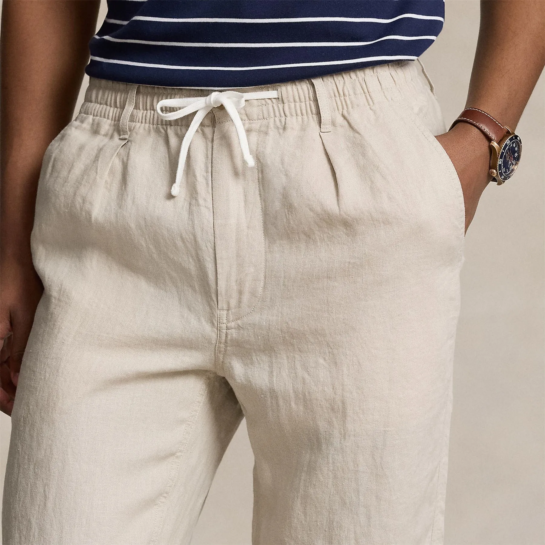 Polo Prepster Slim Tapered Linen Pants Grey - SS24