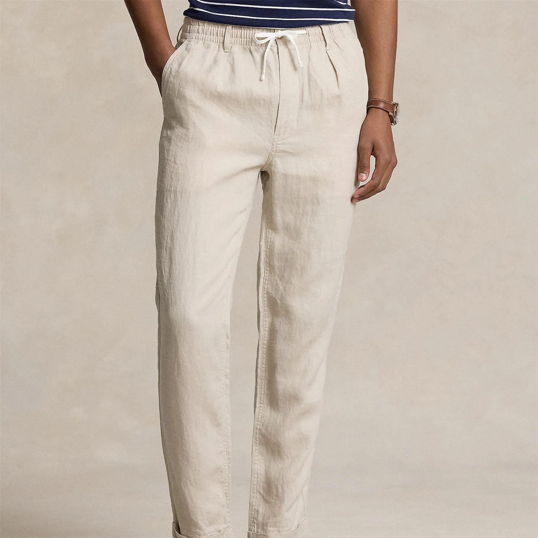 Polo Prepster Slim Tapered Linen Pants Grey - SS24