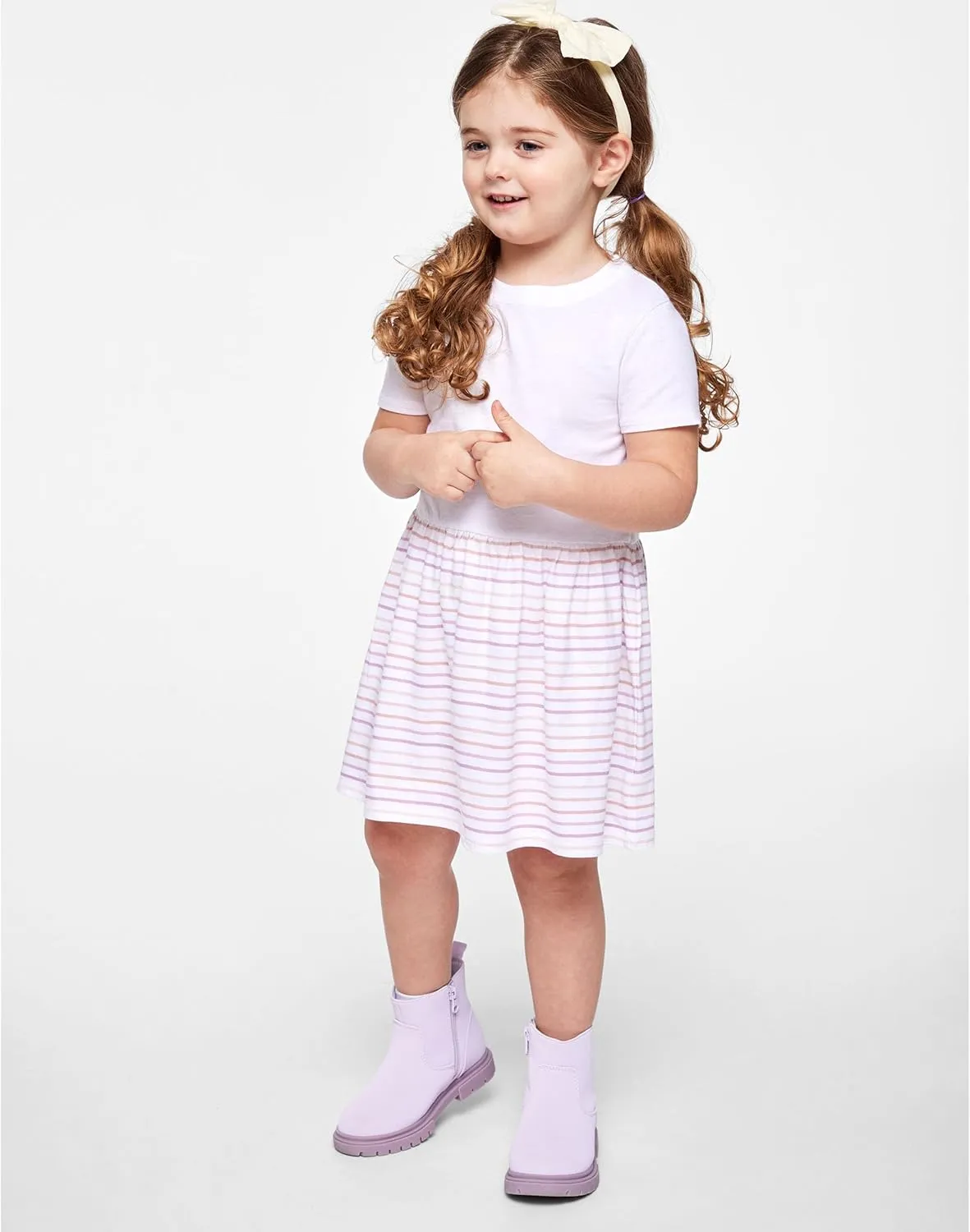 RABBIT SKINS Infant/Toddler Baby Girls Soft Fine Jersey Cotton Short Sleeve Dress