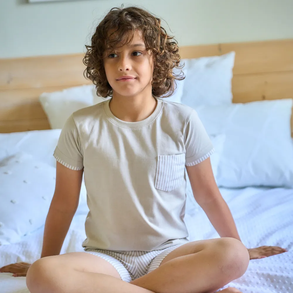 Rapife Boys Beige T-shirt & Shorts Set