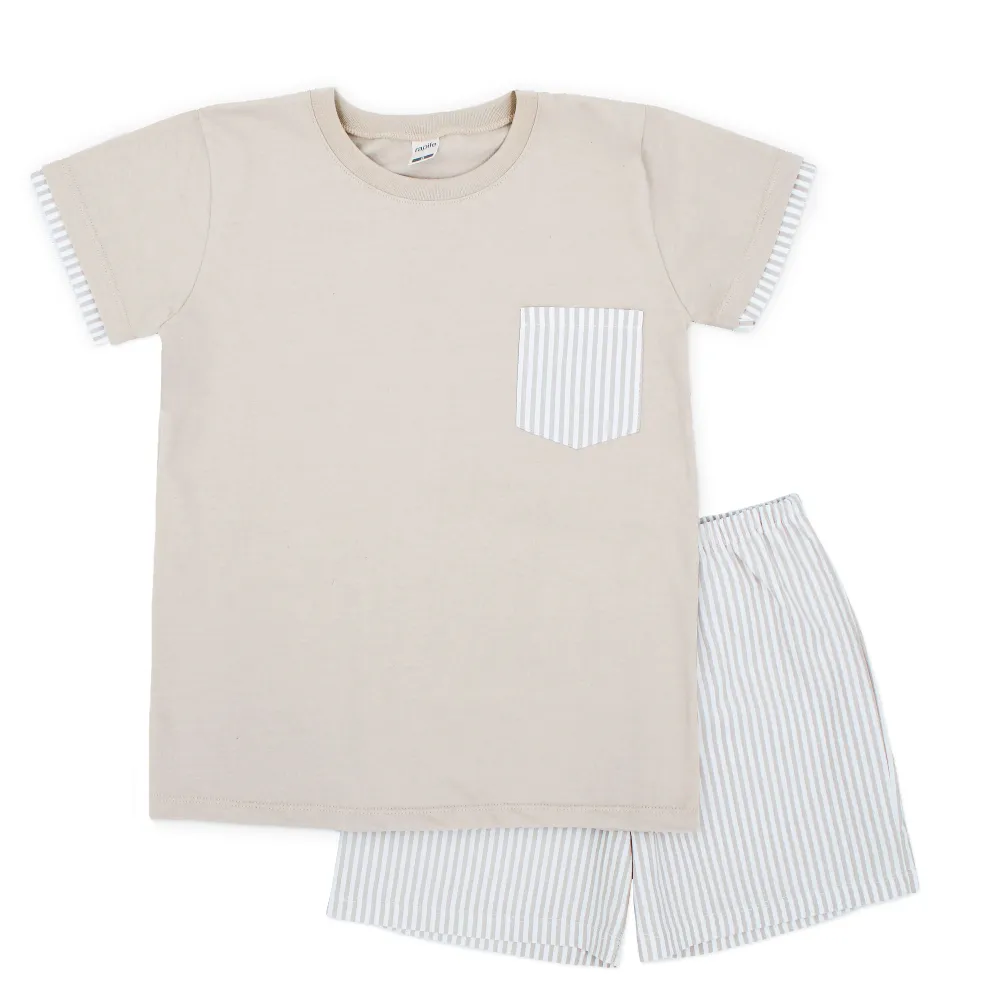 Rapife Boys Beige T-shirt & Shorts Set