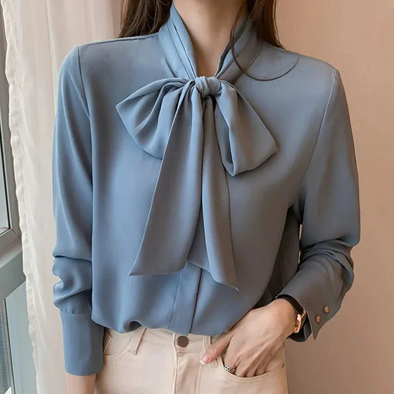 Samantha | Elegant Bow Long Sleeve Blouse