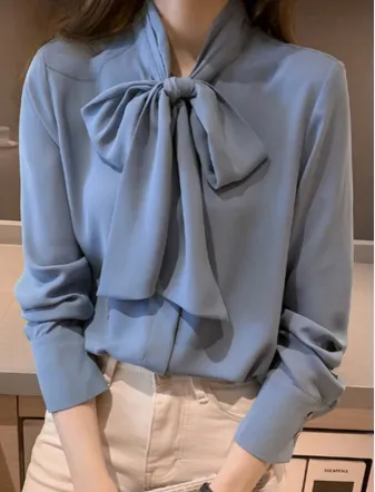 Samantha | Elegant Bow Long Sleeve Blouse