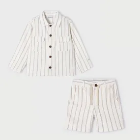 SS24 Mayoral Boys Ivory Striped Shorts Set 3119