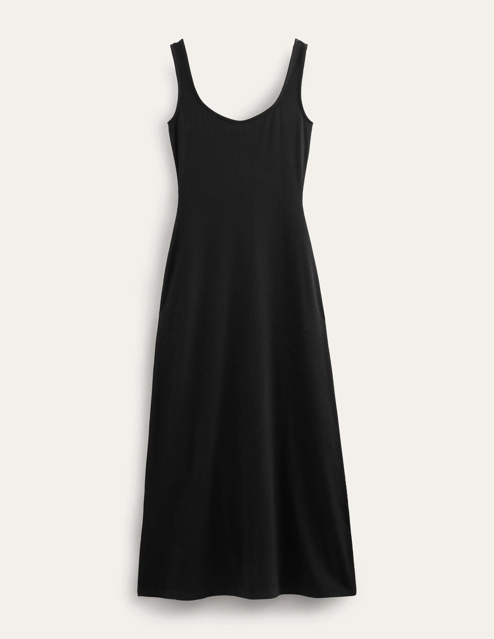 Strappy Rib Jersey Maxi Dress-Black