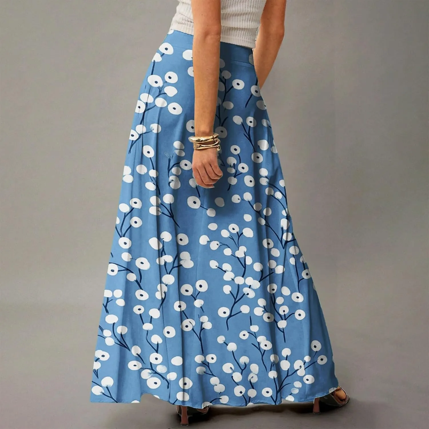 Summer Skirts for Women, Boho Maxi Vacation Beach Flowy Casual Womens Skirts