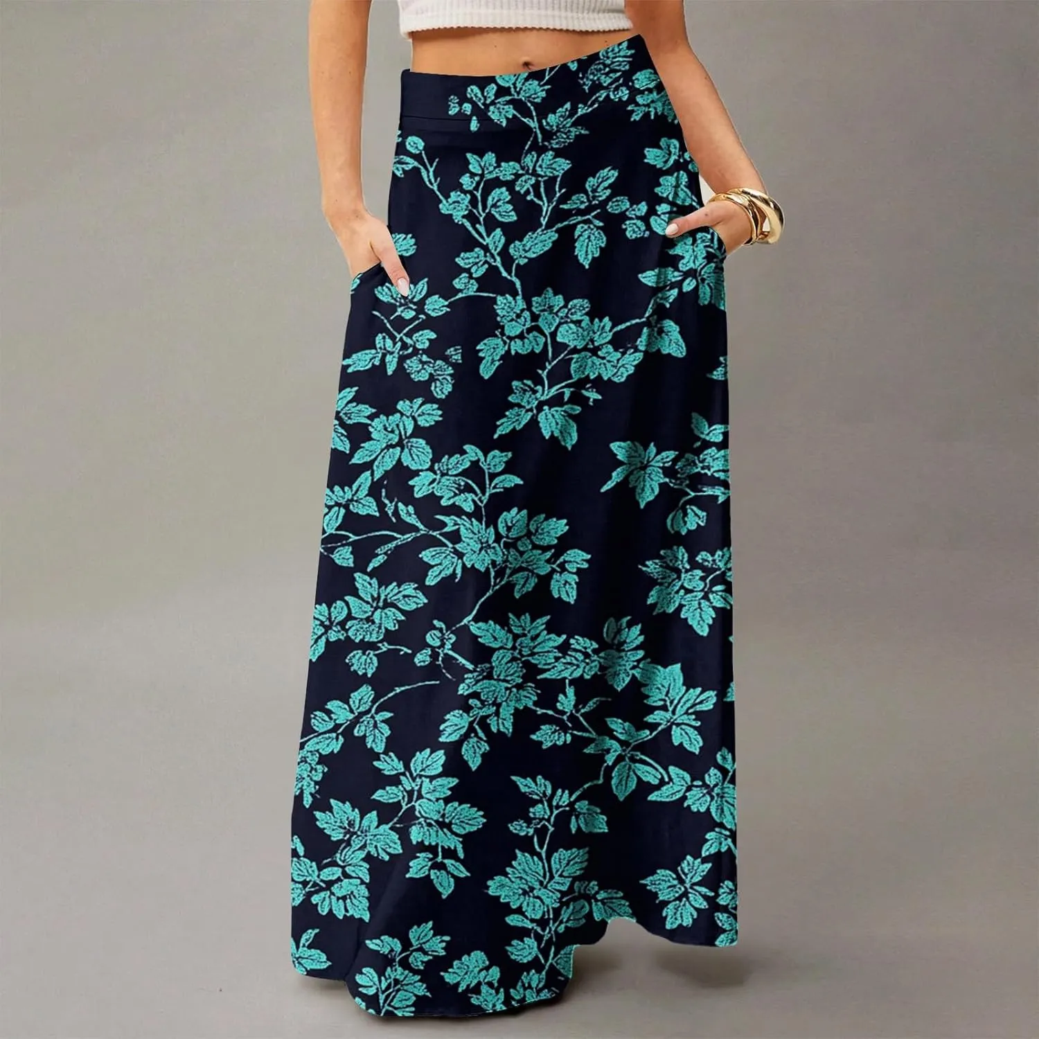 Summer Skirts for Women, Boho Maxi Vacation Beach Flowy Casual Womens Skirts