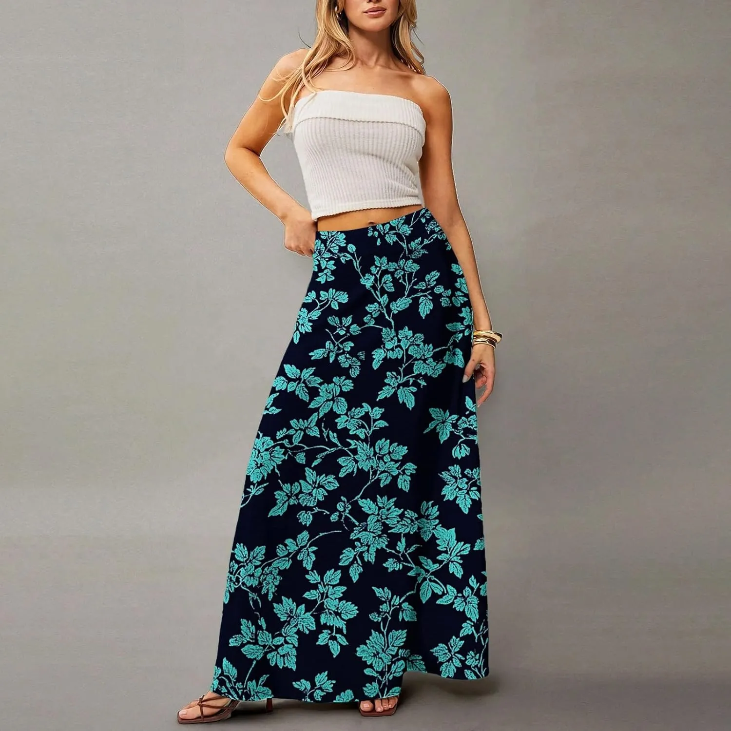 Summer Skirts for Women, Boho Maxi Vacation Beach Flowy Casual Womens Skirts