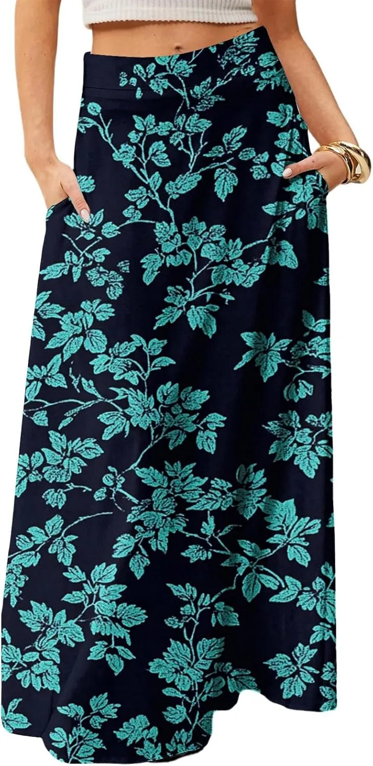 Summer Skirts for Women, Boho Maxi Vacation Beach Flowy Casual Womens Skirts