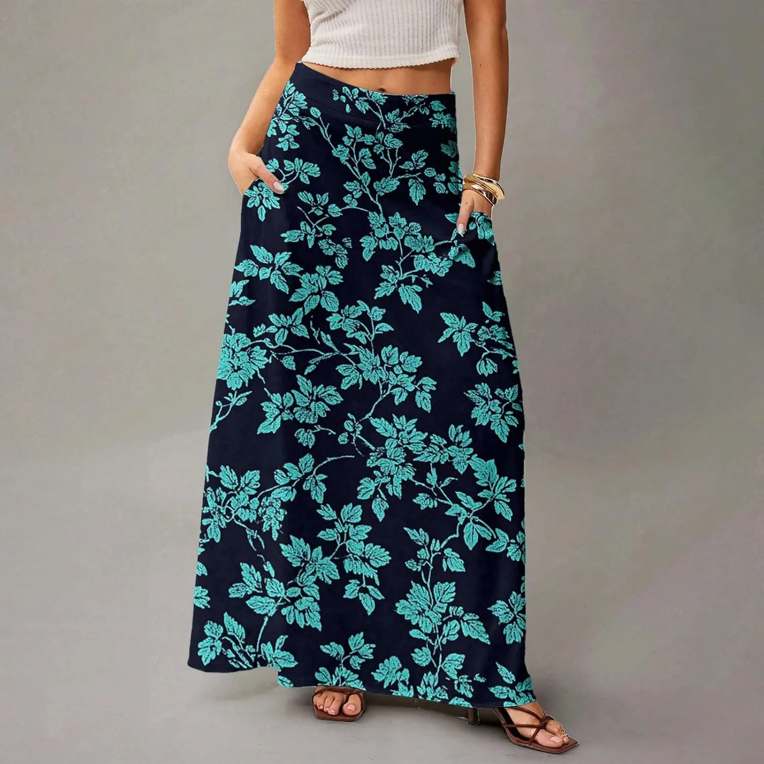 Summer Skirts for Women, Boho Maxi Vacation Beach Flowy Casual Womens Skirts