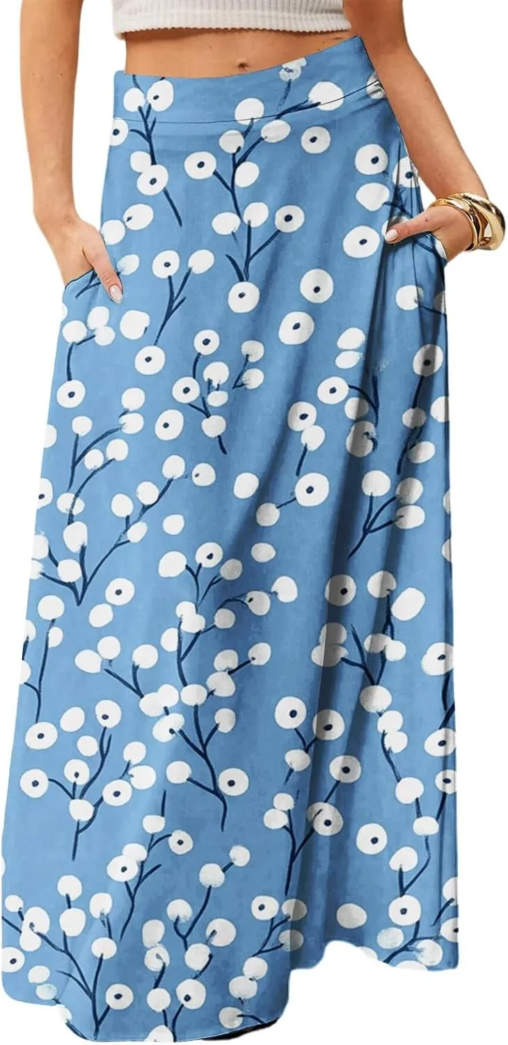 Summer Skirts for Women, Boho Maxi Vacation Beach Flowy Casual Womens Skirts