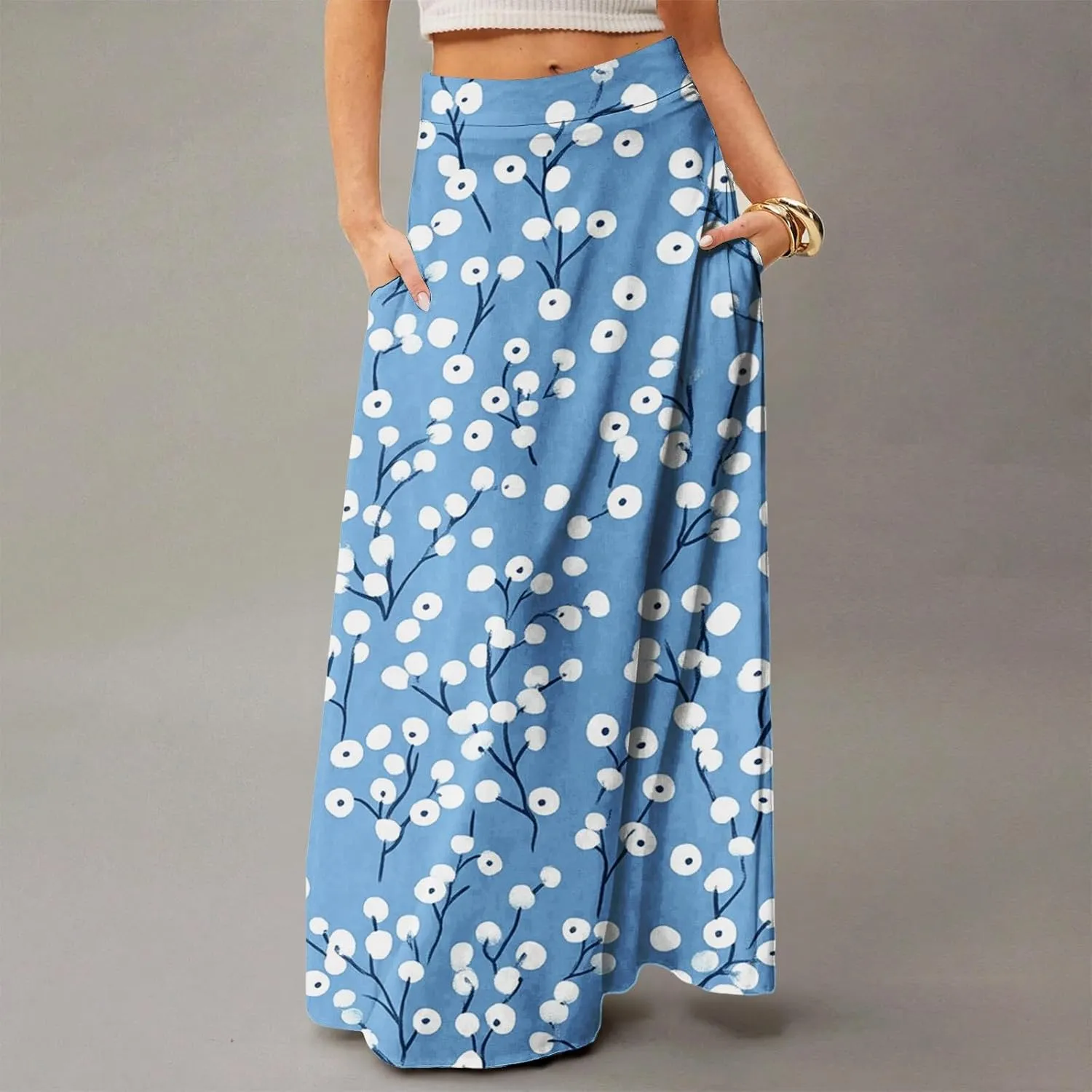 Summer Skirts for Women, Boho Maxi Vacation Beach Flowy Casual Womens Skirts