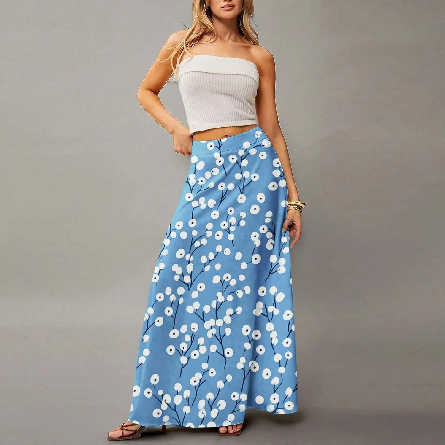 Summer Skirts for Women, Boho Maxi Vacation Beach Flowy Casual Womens Skirts