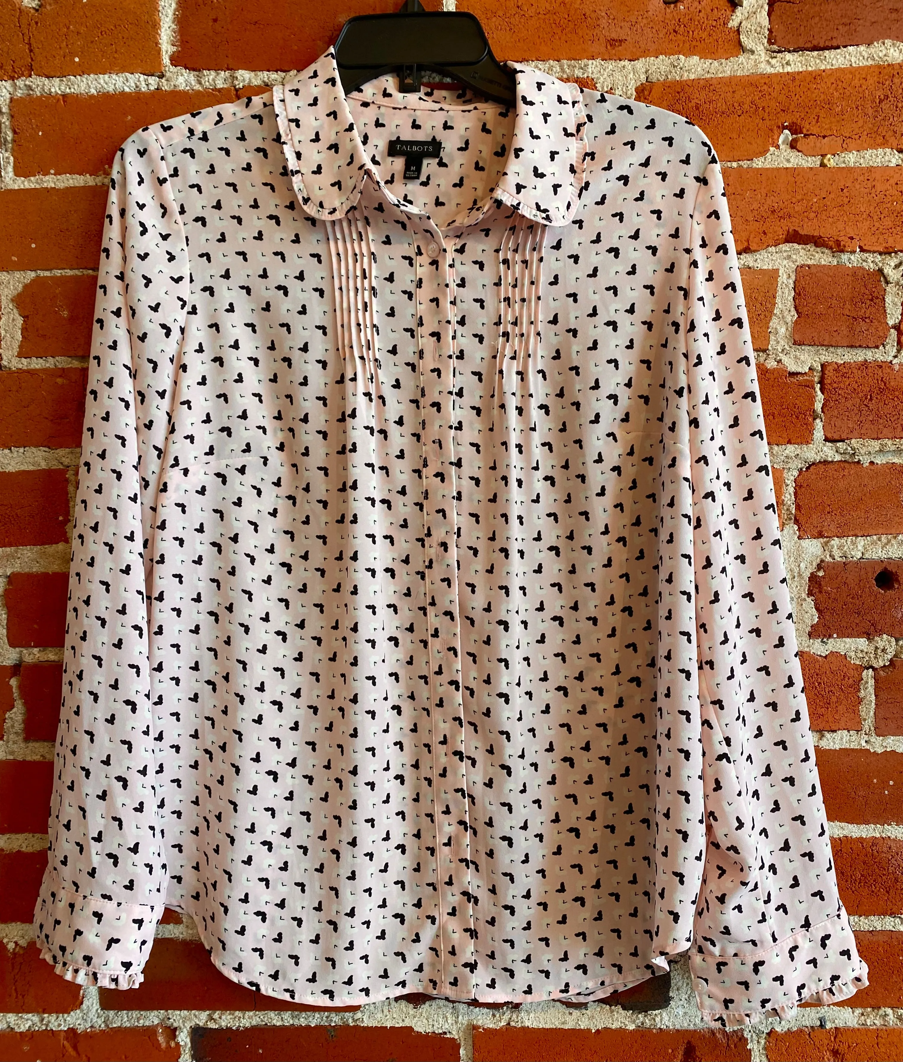 Talbots Pink Print Blouse- Size Medium