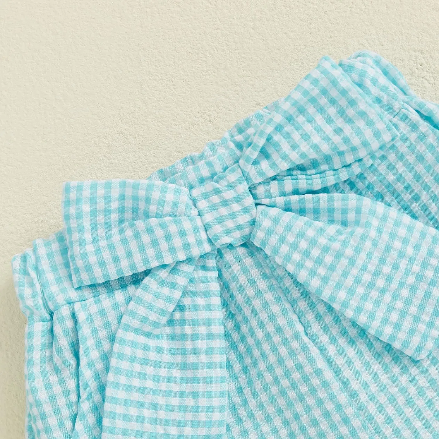 Toddler Baby Girls Gingham Seersucker Shorts Elastic Waist Striped Plaid Shorts Summer Casual Short Pants Bottoms
