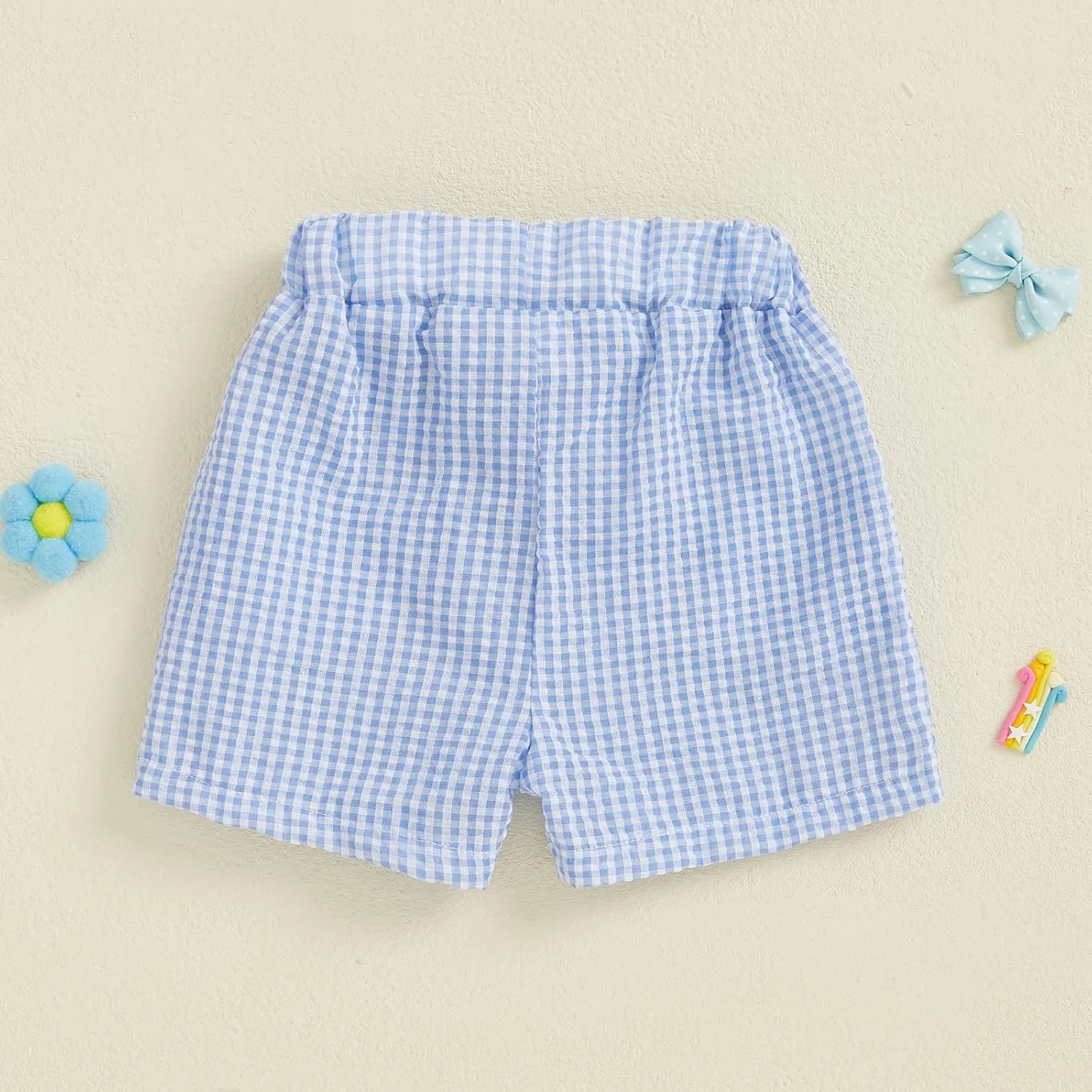 Toddler Baby Girls Gingham Seersucker Shorts Elastic Waist Striped Plaid Shorts Summer Casual Short Pants Bottoms