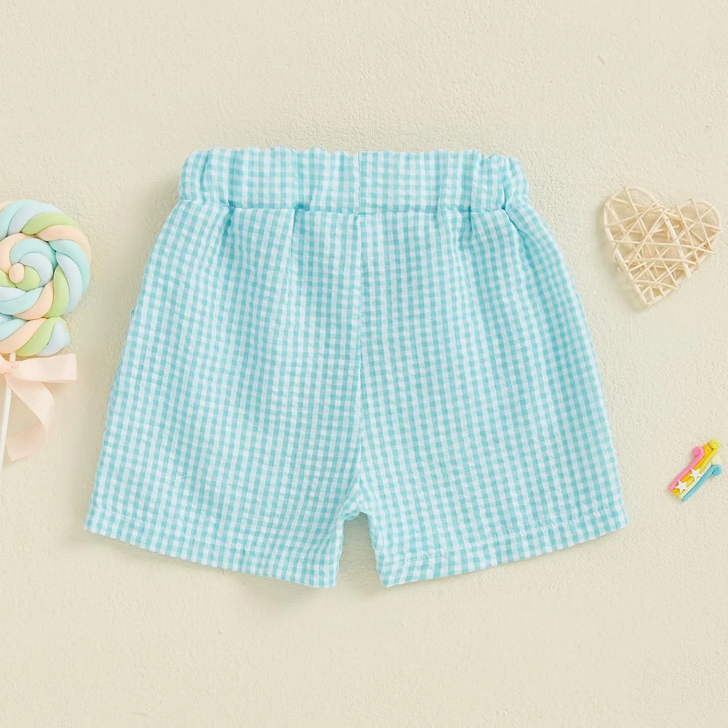 Toddler Baby Girls Gingham Seersucker Shorts Elastic Waist Striped Plaid Shorts Summer Casual Short Pants Bottoms