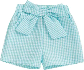 Toddler Baby Girls Gingham Seersucker Shorts Elastic Waist Striped Plaid Shorts Summer Casual Short Pants Bottoms
