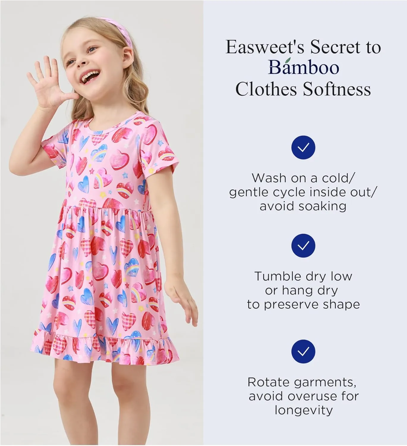 Toddler Girls Short Sleeve Summer Dress Buttery Soft Bamboo Viscose Twirl Dress