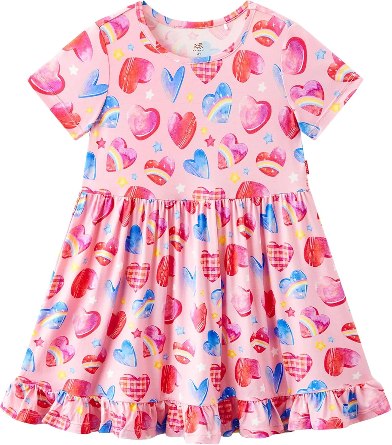 Toddler Girls Short Sleeve Summer Dress Buttery Soft Bamboo Viscose Twirl Dress