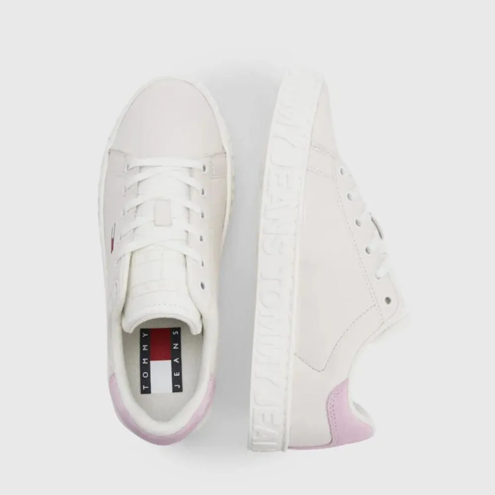 Tommy Hilfiger Jeans Cool Backtab Leather Sneaker Women - WHT
