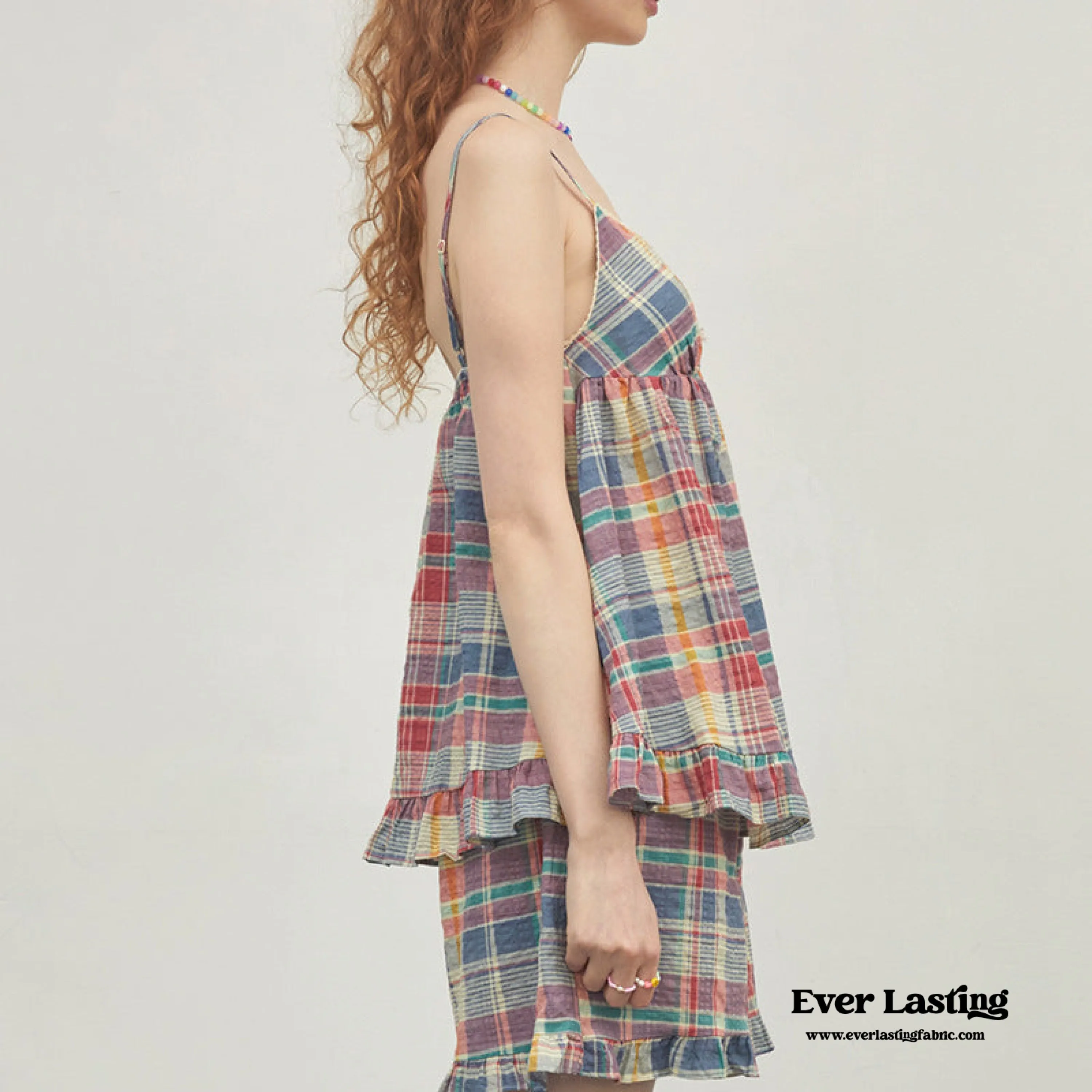 Vintage Inspired Plaid Tank Shorts Pajama Set
