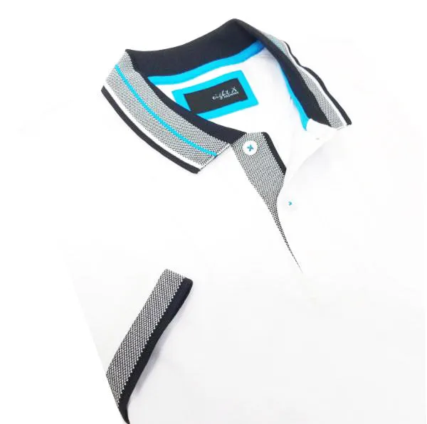 White Polo With Contrasting Trim And Collar