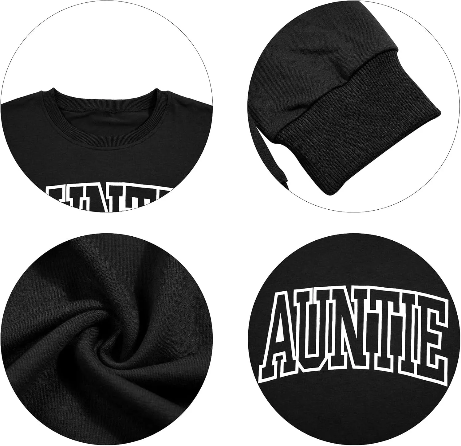 Womens Aunt Sweatshirt Cool Aunt Crewneck Sweatshirt Auntie Letter Print Long Sleeve Pullover Top