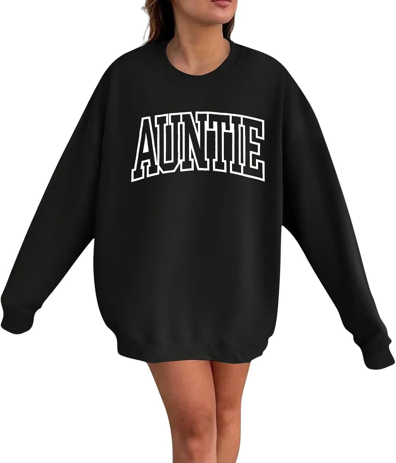 Womens Aunt Sweatshirt Cool Aunt Crewneck Sweatshirt Auntie Letter Print Long Sleeve Pullover Top