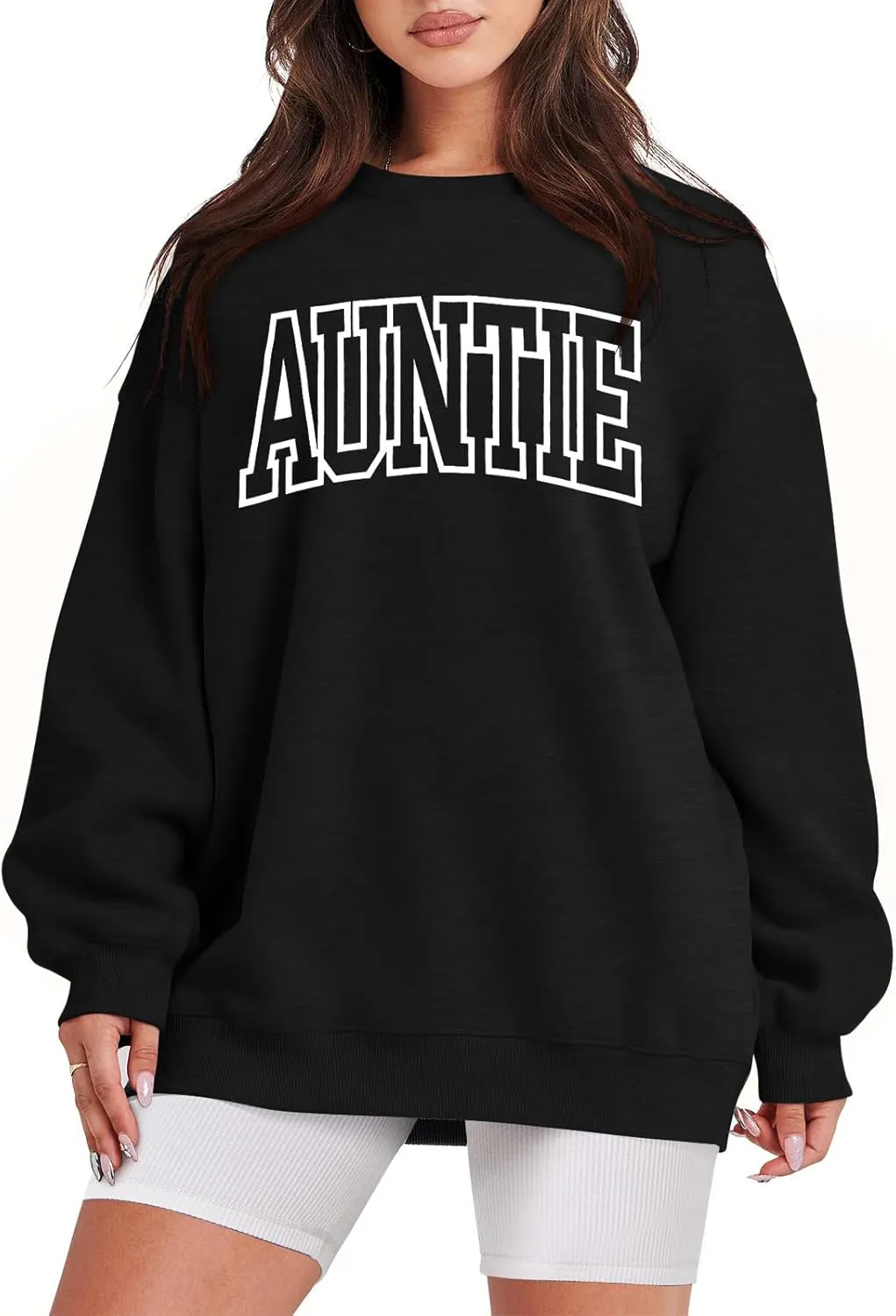 Womens Aunt Sweatshirt Cool Aunt Crewneck Sweatshirt Auntie Letter Print Long Sleeve Pullover Top