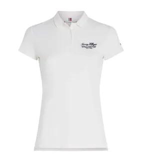 Women's Slim Script Graphic Polo Ancient White