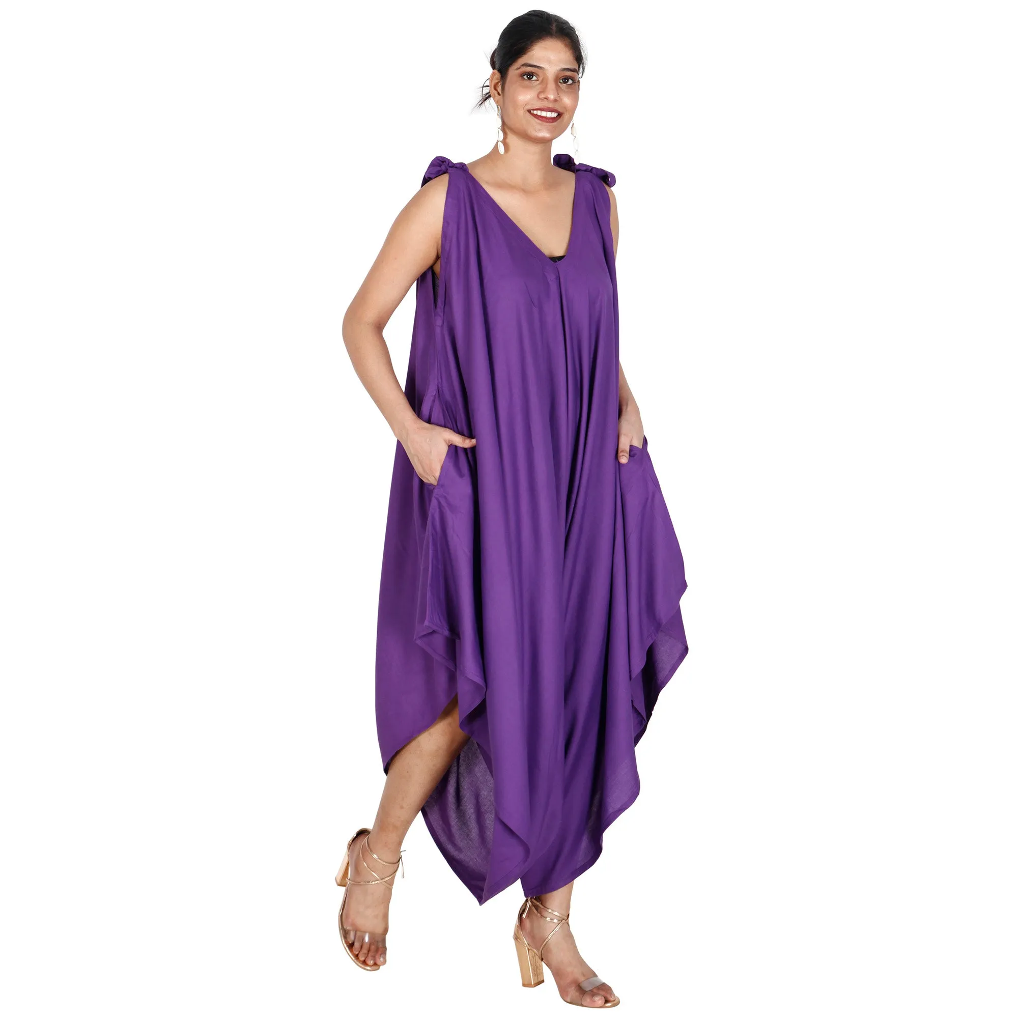 Women's Solid Color Asymmetrical Sleeveless Jumpsuit - FI-R3023