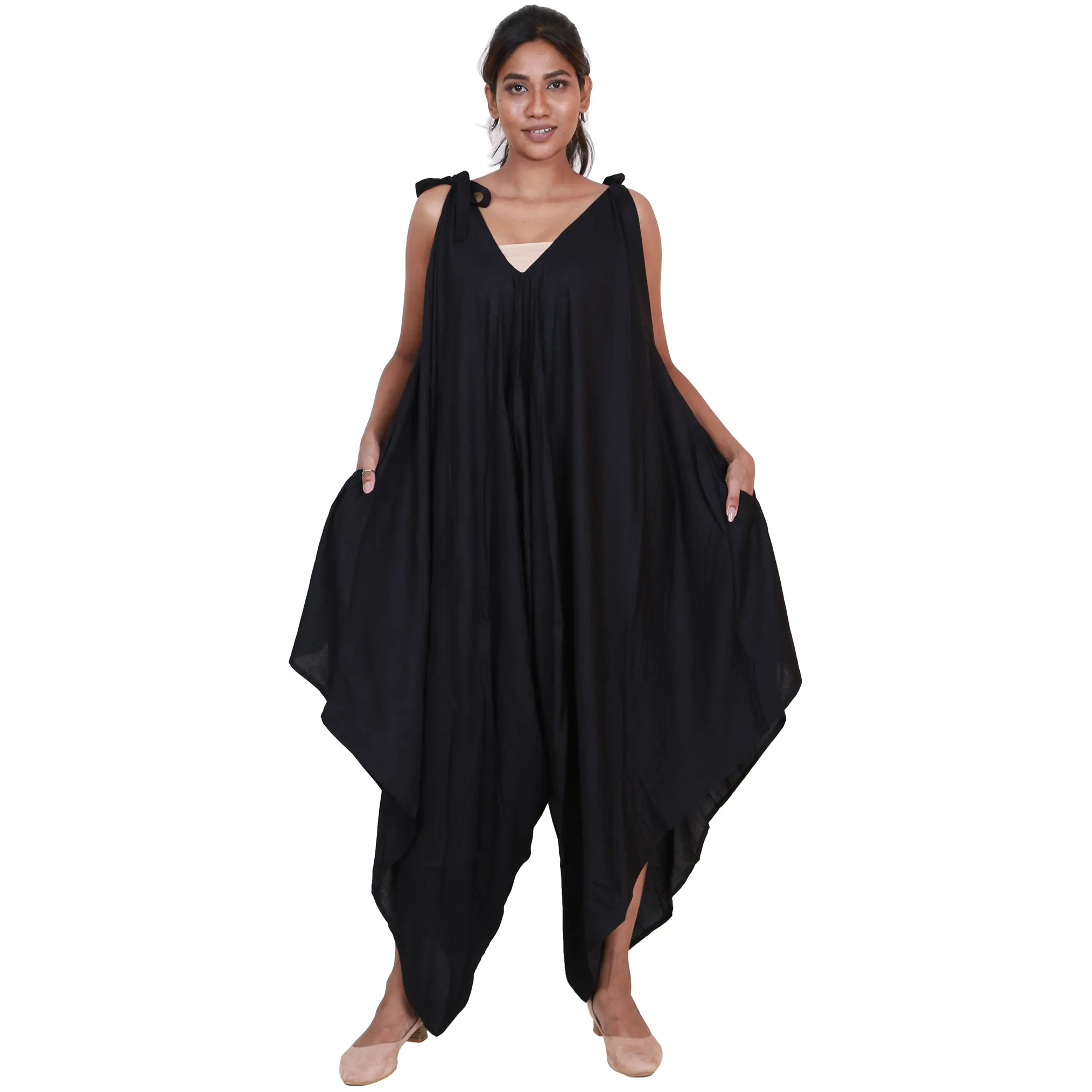 Women's Solid Color Asymmetrical Sleeveless Jumpsuit - FI-R3023