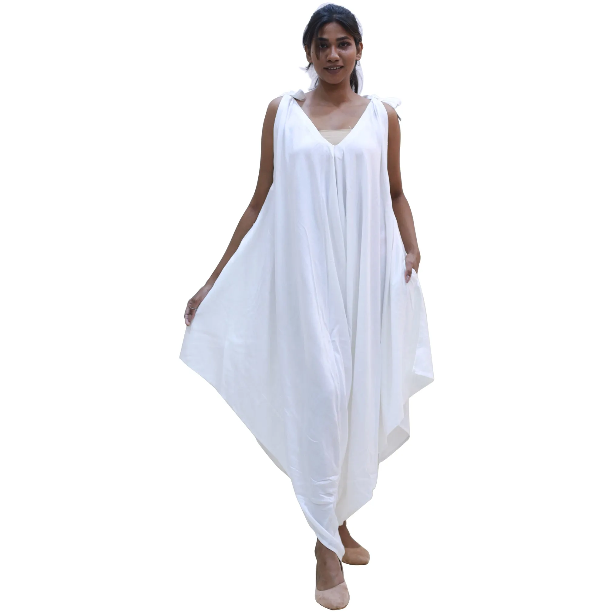 Women's Solid Color Asymmetrical Sleeveless Jumpsuit - FI-R3023